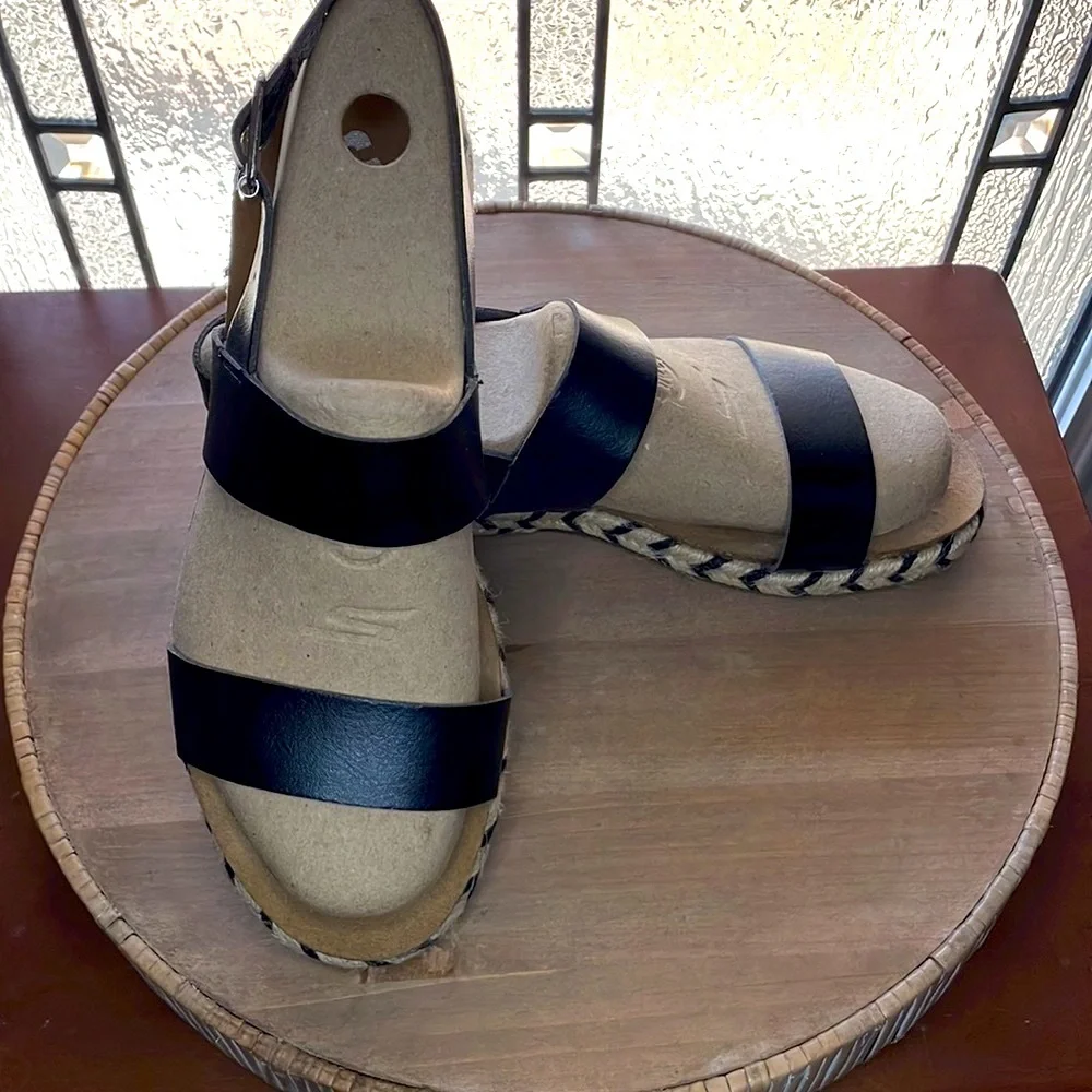 Time and Tru Espadrille Sandals Women’s Size 9 Black Platform Slingback